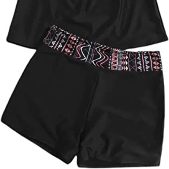 Shein Plus Size Geometric Print Ruched Tankini Top and Swim Shorts, size 3XL - Picture 11 of 11